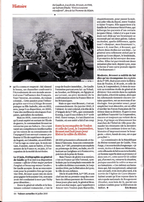 * Chefs de guerre de la Libération: Diego BROSSET, le bull-dozer du général (V.A.)