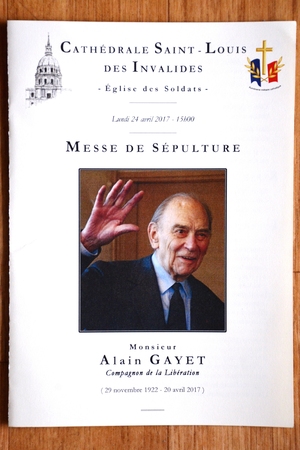 * Reportage photos des funérailles de Mr Alain Gayet - Compagnon de la Libération -  et de la cérémonie d'honneurs militaires 