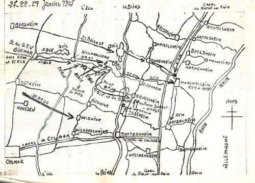 * Etape n° 38 - 18-27 janvier 1945 -  Légionnaires, B.M.XI, 8ème R.C.A. et 2ème D.B. dans les combats  d'Illhaeusern et des Bois d'Elsenheim
