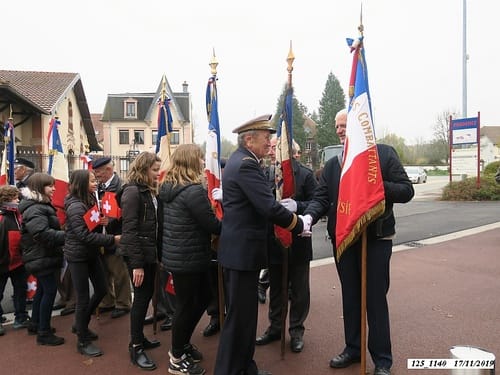 * Cérémonie du 75ème anniversaire de la Libération de Champagney à la plaque commémorative 