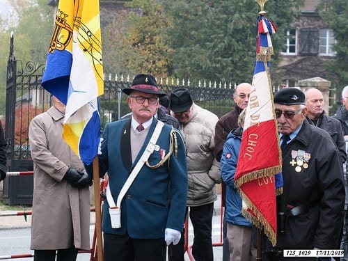 * Cérémonie du 75ème anniversaire de la Libération de Champagney à la plaque commémorative 