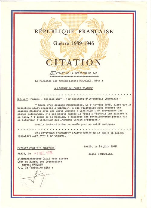 * Obenheim, 7 Janvier 1945 : le courage de Marcel GLAY (Ancien du BM 24) 
