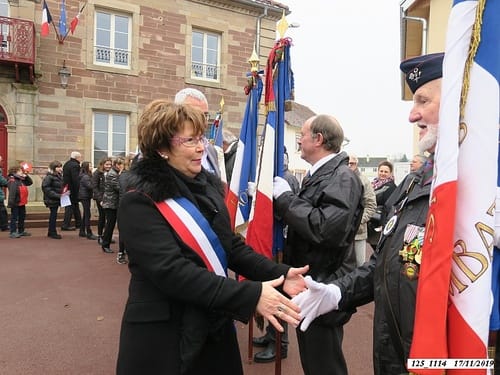 * Cérémonie du 75ème anniversaire de la Libération de Champagney à la plaque commémorative 