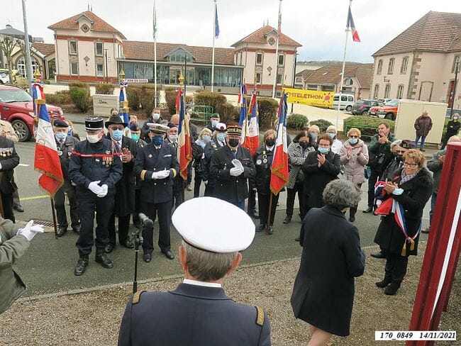 * Cérémonie du 77ème anniversaire de la Libération, le 14 nov. 2021, lors de l'inauguration de deux panneaux relatant le parcours de la 1ère DFL.