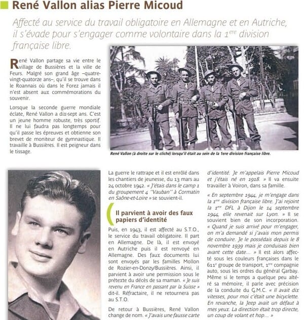 * Décès de Mr René Vallon ancien de la 1ere Division Française Libre