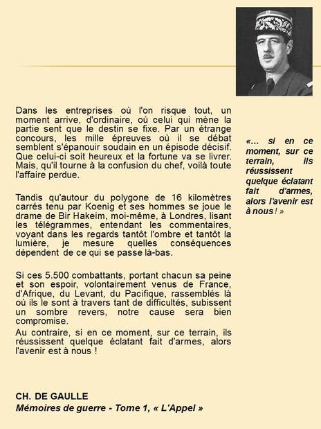 * 11 Juin 2015 : 73e anniversaire de la Sortie de vive fortce de Bir Hakeim