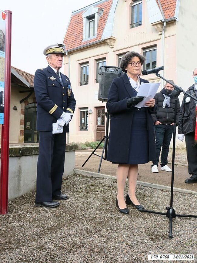 * Cérémonie du 77ème anniversaire de la Libération, le 14 nov. 2021, lors de l'inauguration de deux panneaux relatant le parcours de la 1ère DFL.
