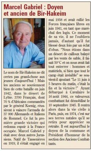 *Marcel GABRIEL s'est éteint ce 3 octobre 2014 à Tassenières