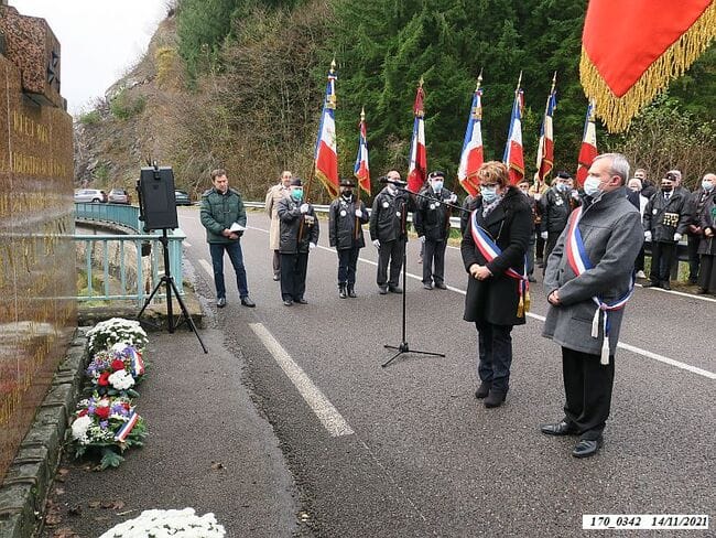 * Cérémonie du 77ème anniversaire de la Libération, le 14 nov. 2021, à la stèle du 