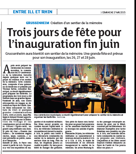AGENDA- GRUSSENHEIM fête sa Libération du 26 au 28 Juin 2015