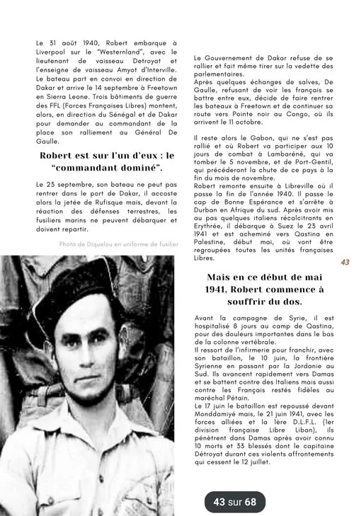 * Histoire de Robert DIQUELOU (BFM, 1er RFM)