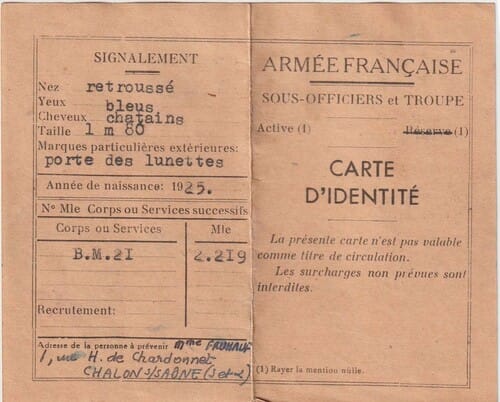 * Trésors d'archives...En hommage à un ancien du B.M 21 de la 1 ere DFL - Jean FRUHAUF