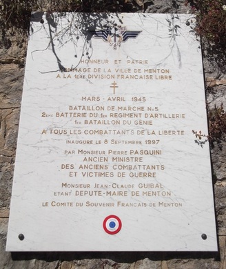 * Etape n° 50 - Alpes Maritimes 27 Avril- 8 Mai 1945 - Descente de la DFL en ITALIE - le B.M. 5 dans le Mentonnais