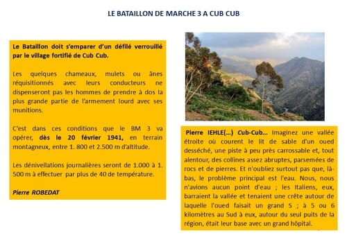 * 80e Anniversaire de la Campagne d'Erythrée (février-avril 1941) - 4 -Le Bataillon de Marche 3 combat à Cub-Cub 