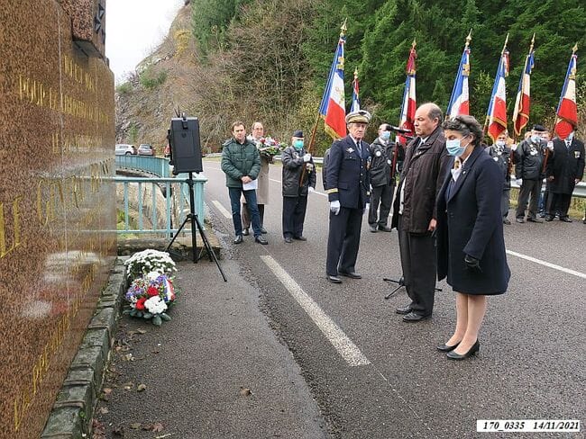 * Cérémonie du 77ème anniversaire de la Libération, le 14 nov. 2021, à la stèle du 