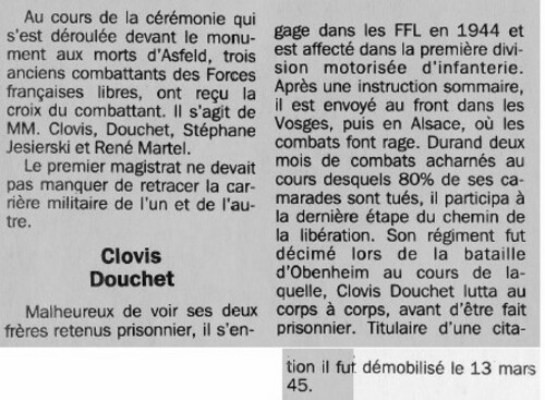 * Trésors d'Archives - Remise de la croix du combattant à trois anciens de la 1ère DFL.