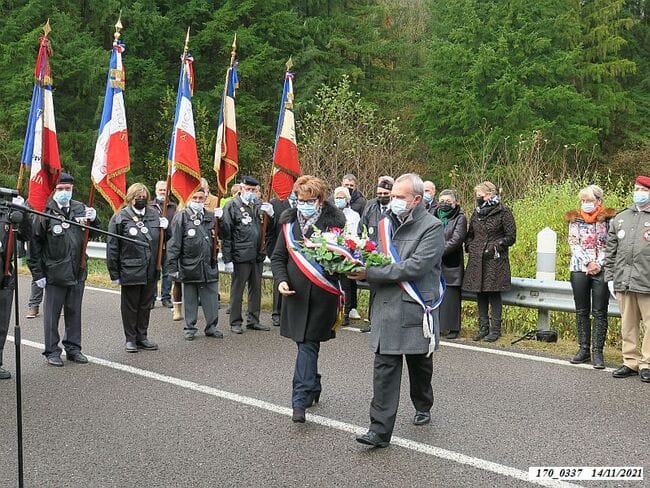 * Cérémonie du 77ème anniversaire de la Libération, le 14 nov. 2021, à la stèle du 