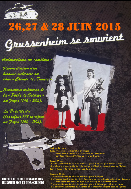 AGENDA - GRUSSENHEIM fête sa Libération du 26 au 28 Juin 2015