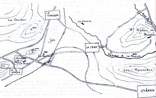 Etape n° 3 - 20 août 1944 : le Bataillon de Marche n° 5 enlève le Mont Redon