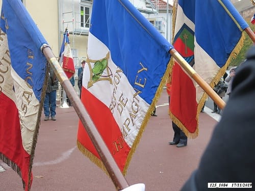 * Cérémonie du 75ème anniversaire de la Libération de Champagney à la plaque commémorative 