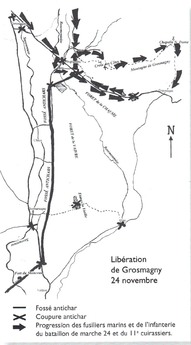 * Etape n° 28 - 23-25 novembre 1944-  Fusiliers Marins, Commandos de Choc et Bataillons de Marche dans les Libérations de Ettuefont, Grosmagny et Eloie