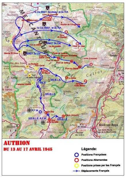 * Etape n° 48 - Alpes Maritimes - 13-18 Avril 1945 - La Secca (B.M. XI) - La Dea et la Beole (Légionnaires et Fusiliers Marins) - Maurion (B.M. 21)