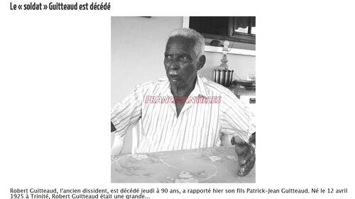 * Disparition de Robert GUITTEAUD, Dissident des Antilles, Ancien de la 1ère DFL