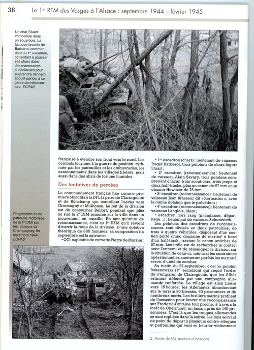 * Le 1er RFM dans les Vosges à l'automne 1944
