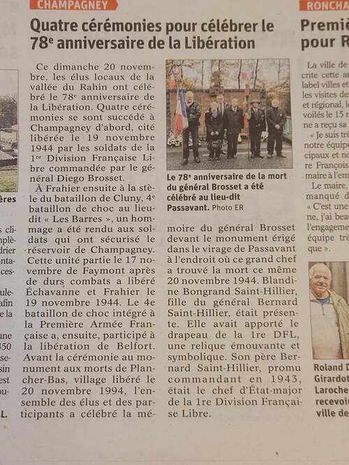 * Retour en images sur la cérémonie du 20 novembre dernier au Monument Brosset à Champagney