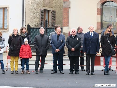 * Cérémonie du 75ème anniversaire de la Libération de Champagney à la plaque commémorative 