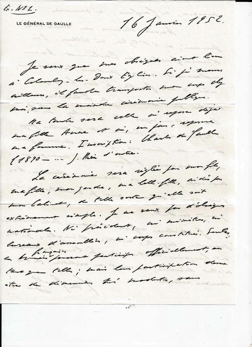 * Trésor d'archives...le testament du général De Gaulle 